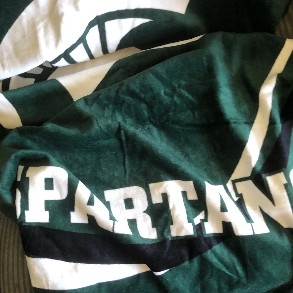 Green Michigan State Graphic Tee - White Lettering beach towels